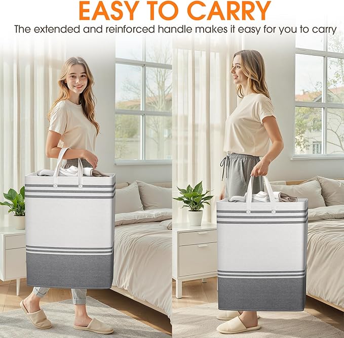 2 Pack Large Home Laundry Basket, Laundry Hamper, Freestanding Waterproof Dirty