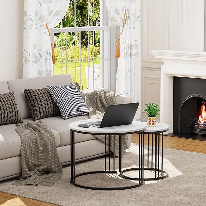 Garden 4 you Coffee Table Faux Marble Nesting Table