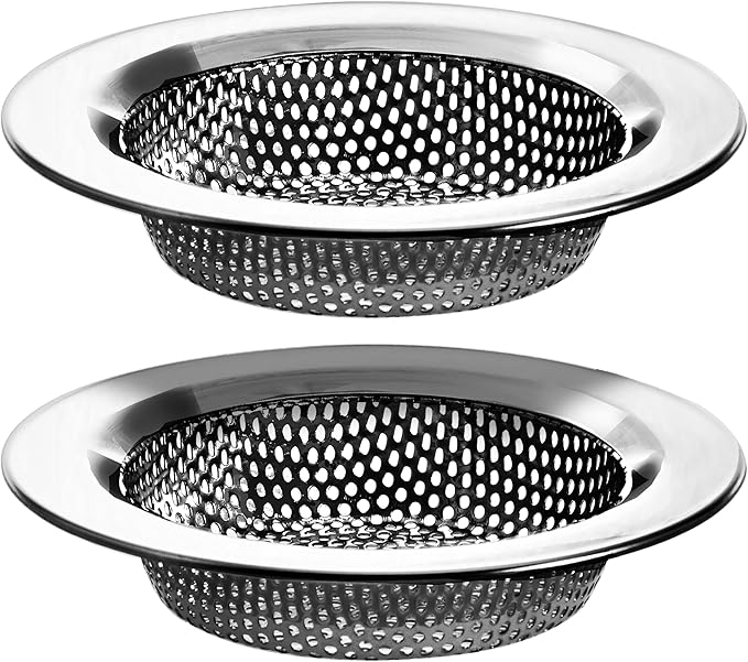 2 Pack - 4.5" Top / 3" Basket - Kitchen Sink Drain Strainer Large Basket Food