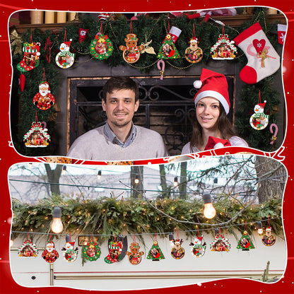 Yalikop 16 Pcs Christmas Photo Frame Ornaments Wooden Nutcrackers Santa Snowman Snowflake Picture Frame Tree Decoration DIY Photo Keepsakes for Xmas Party Decorations Winter (Classic)