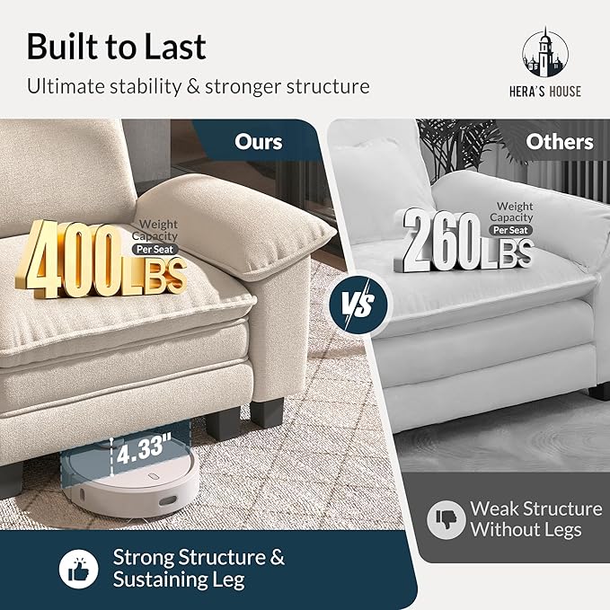 HERA'S HOUSE 158" Modular Sectional Sofa, Oversized L Shaped Couches