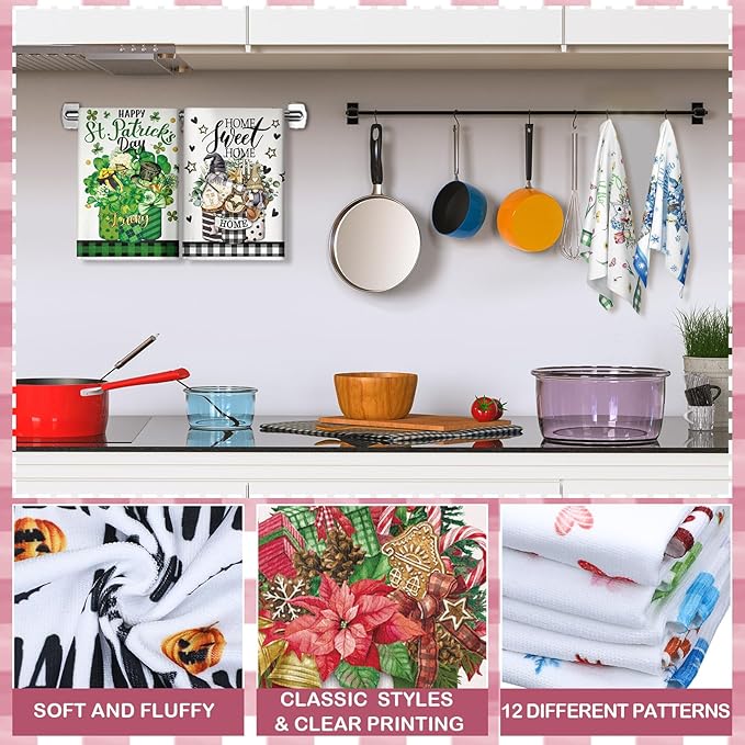 12 Pcs Seasonal Kitchen Towels Set