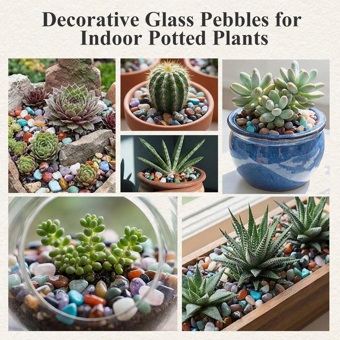JOHOUSE Quartz Crystals, Crushed Chips Tumbled Polished Stone Beads Irregular Shaped Succulent Rocks for Plants Indoor Betta Fish Tank Gravel Vase Filler Crafts About 1lb(450g),10 Different Kinds