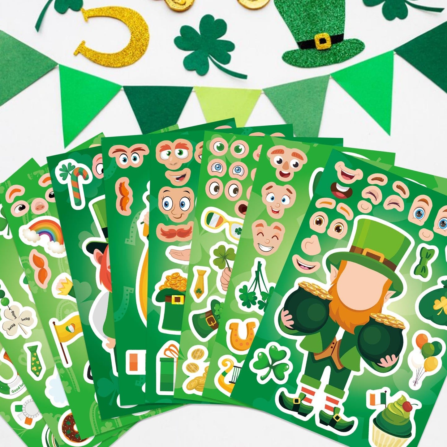27 Sheets St. Patrick's Day Stickers for Kids Toddlers, Make a Face Stickers, Make Your Own Stickers DIY Saint Patrick Irish Stickers for St. Patrick's Day Craft Party Favor Decorations