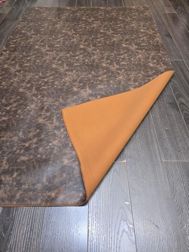Brown Vintage Distressed Soft Faux Leather Fabric PU Peta Approved Vegan