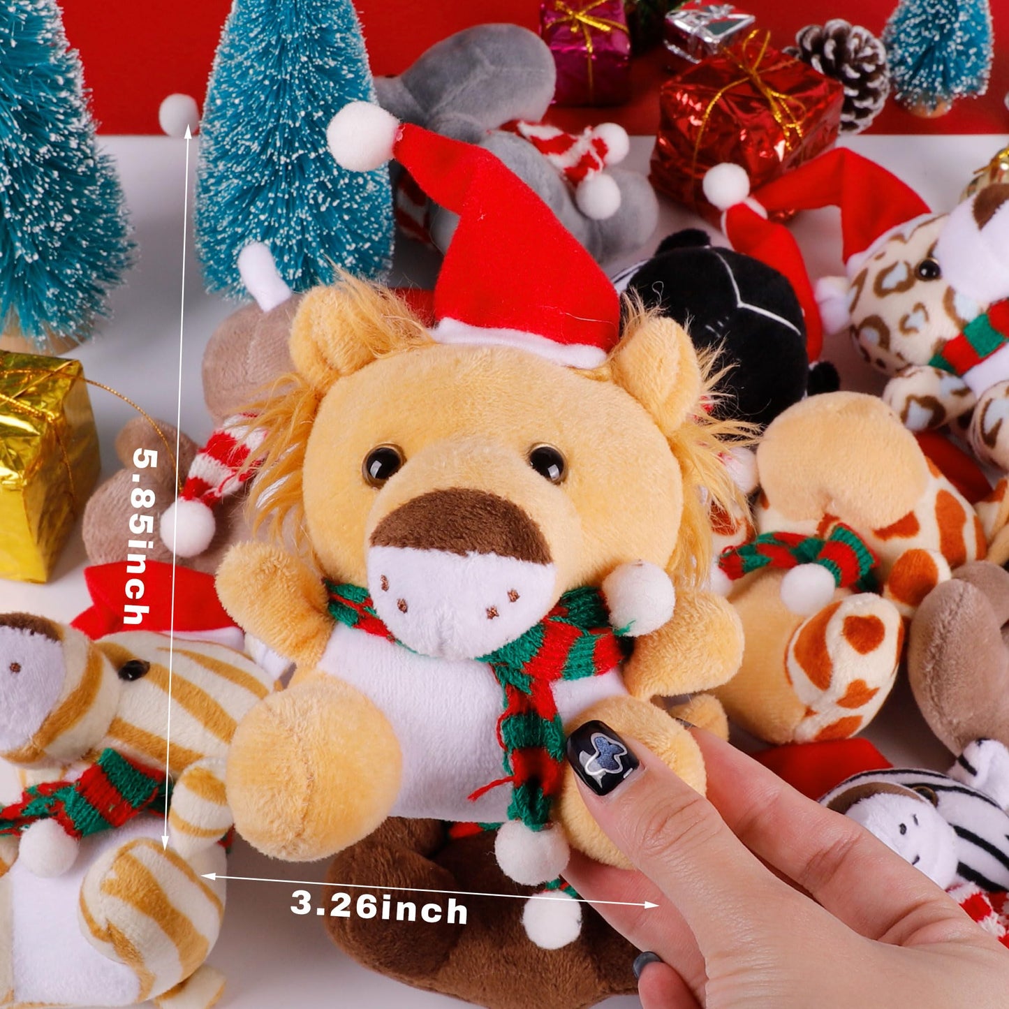 Spoilu 10pcs Stocking Stuffers for Kids - Small Stuffed Animals Bulk, 6.1 Inch Mini Cute Plush Toys, Christmas Tree Decorations, Treasure Box Toys for Classroom