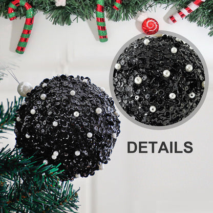 4.25" Christmas Ball Ornaments, 4pc Set Shatterproof Christmas Decorations Tree Balls for Xmas Trees Wedding Party Decoration (Black)…