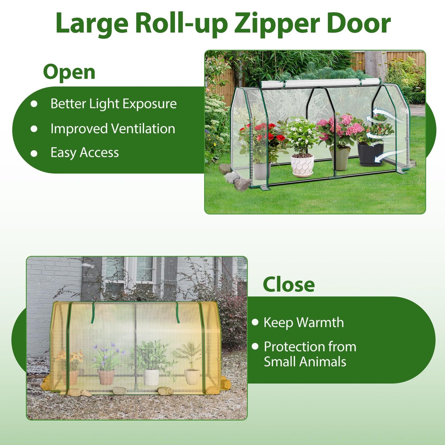 Toolsempire Raised Garden Bed with Greenhouse Cover, Elevated Wooden Planter Box Outdoor Gardening Planting Bed for Vegetables Flowers & Herbs Grow Backyard Patio Lawn (White+Natural)