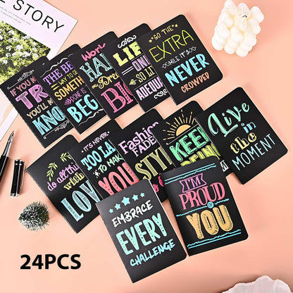 48Pcs Inspirational Gifts Bulk,Ballpoint Pens Motivational Notepads Gifts Set,24Pcs Mini Journal Lined with stylus pens,24Pcs Pocket Notebooks Bulk Gifts Set for Valentines Day Gifts Teachers School Office Party Favor Supplies