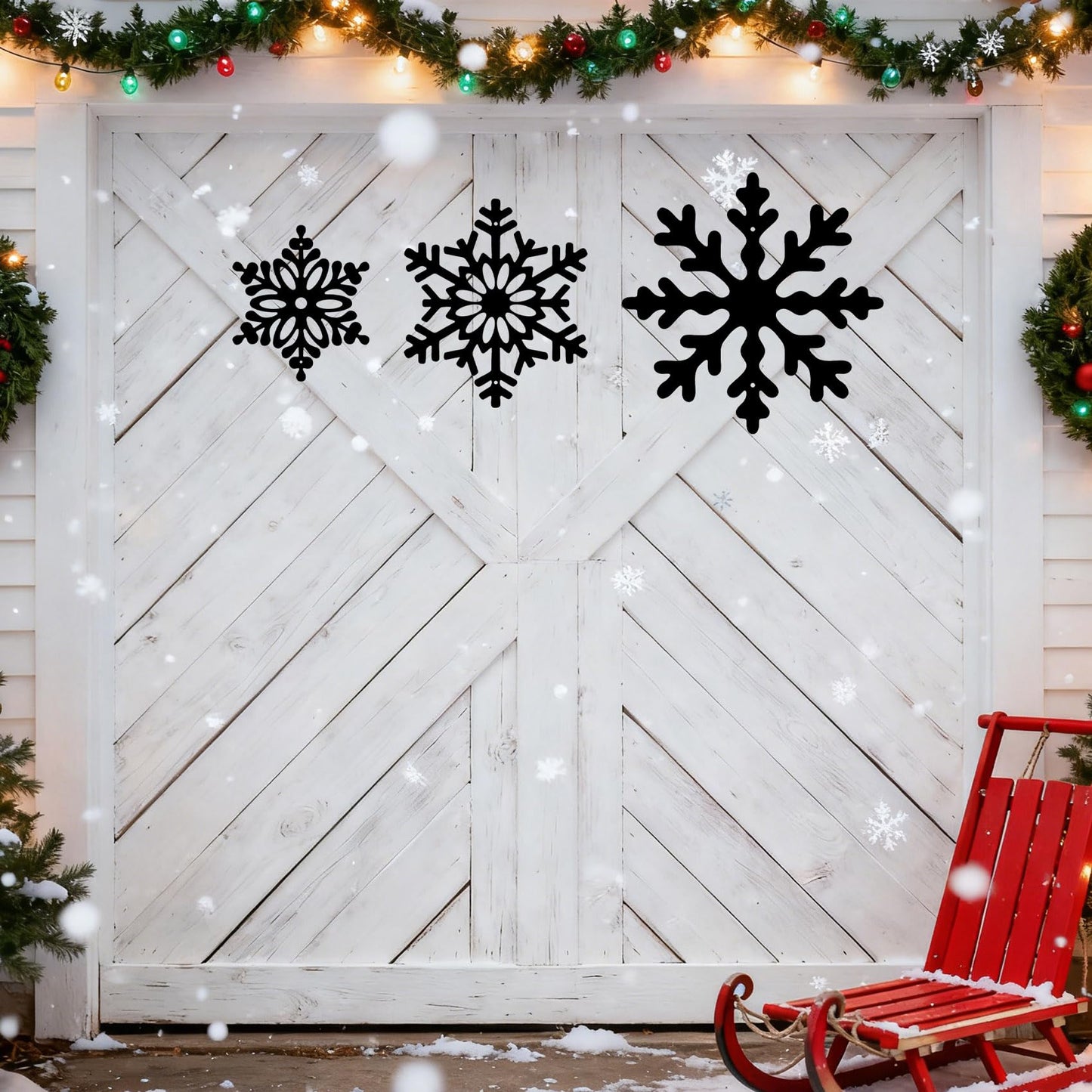 Large Snowflakes Metal Wall Art Decor, 3 Piece Set