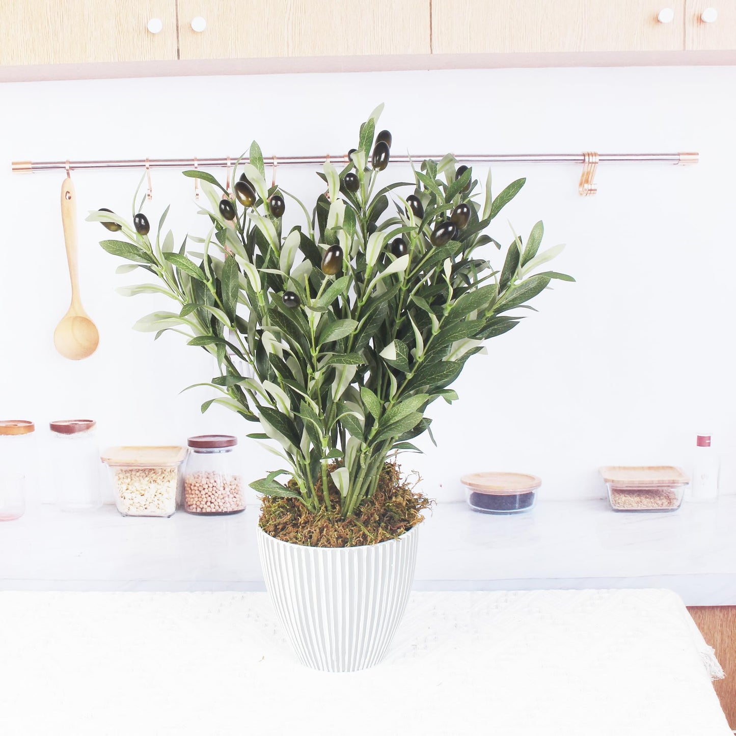 COTSEN 5 Pack 18.8 inch Artificial Olive Plants Fake Olive Silk Tree Faux Olive Plants for Wedding Party Family Indoors Decor