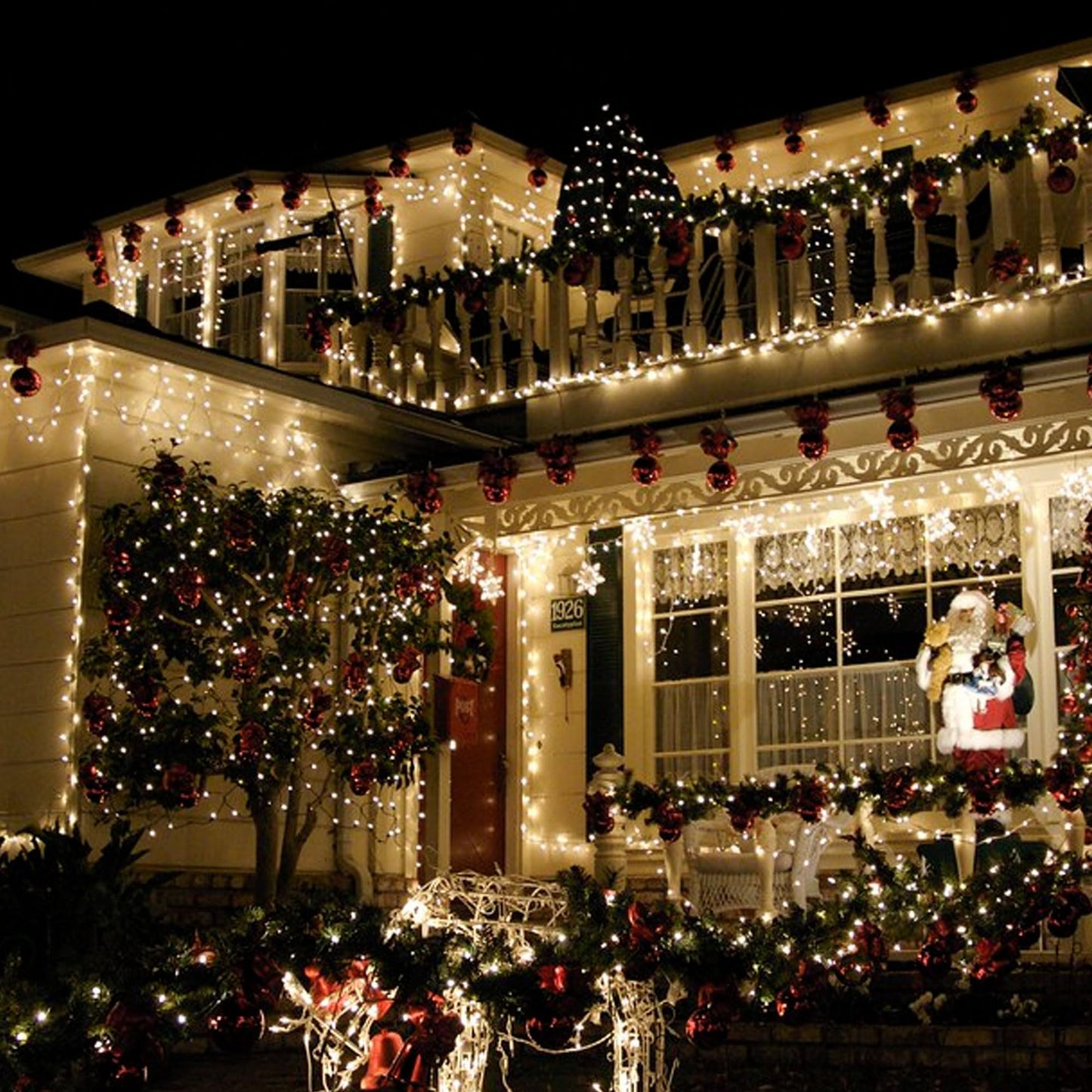 TW SHINE Christmas Lights, 200 LED 66FT Outdoor Christmas Lights Plug in with 8 Modes, Waterproof Light Outdoor, Indoor Xmas Decorations for Party Yard House Decor, Warm White