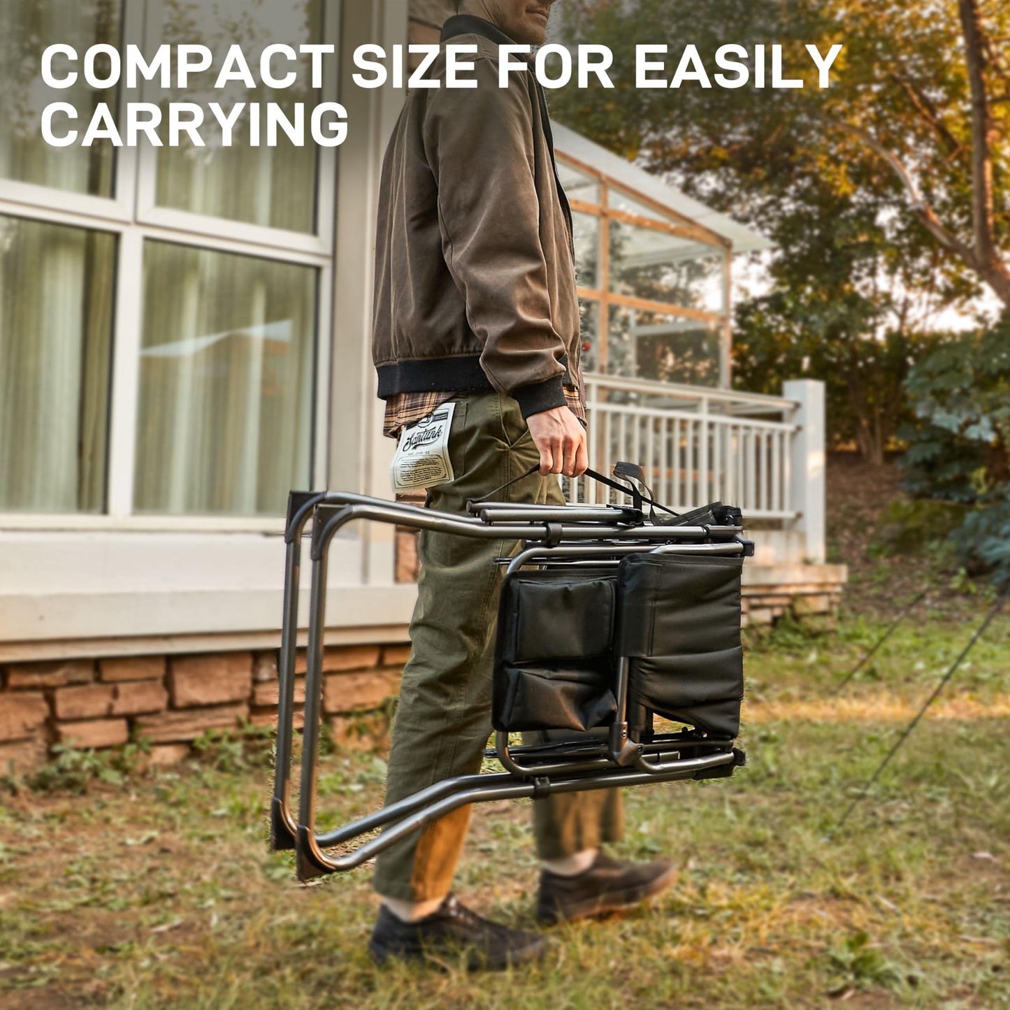 EVER ADVANCED Portable 30.7" Seat Height Tall Folding Camping Chair Directors Chair High Foldable Bar Stool with Side Table for Makeup Artist, Sports Event, Craft Show, Supports 350LBS