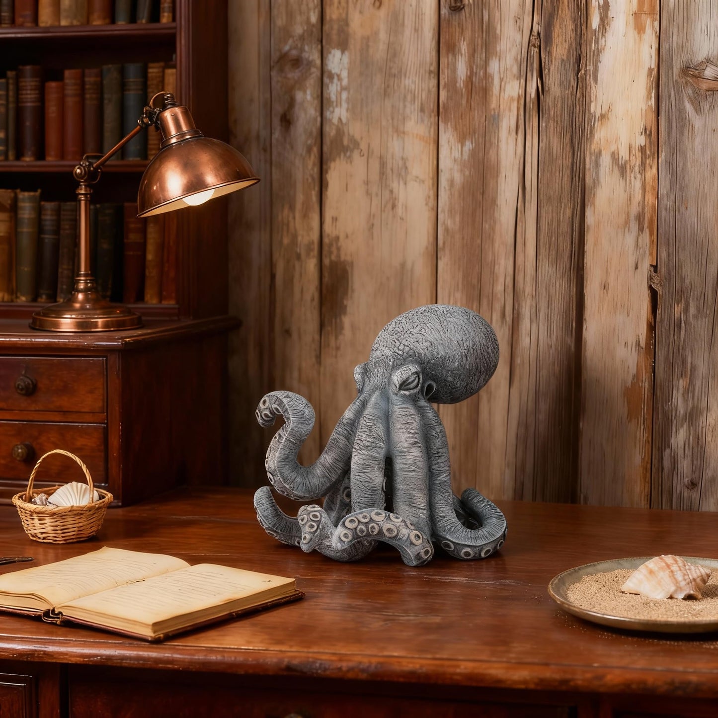 DOVDOV Blue Octopus Decorative Sculpture, Modern Art Octopus Sculpture, Coastal-Themed Home Decor, Suitable for Office Bookshelves, Living Room Coffee Tables, and Entryway Displays.
