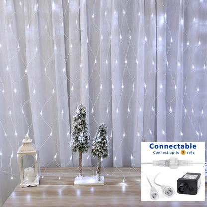 Joomer Christmas Net Lights - 12FT x 5FT 360 LED Plug-in Mesh Lights, Waterproof with 8 Modes, Timer, Connectable for Bushes, Trees, Garden, Outdoor Christmas Decor (Clear Wire, White)