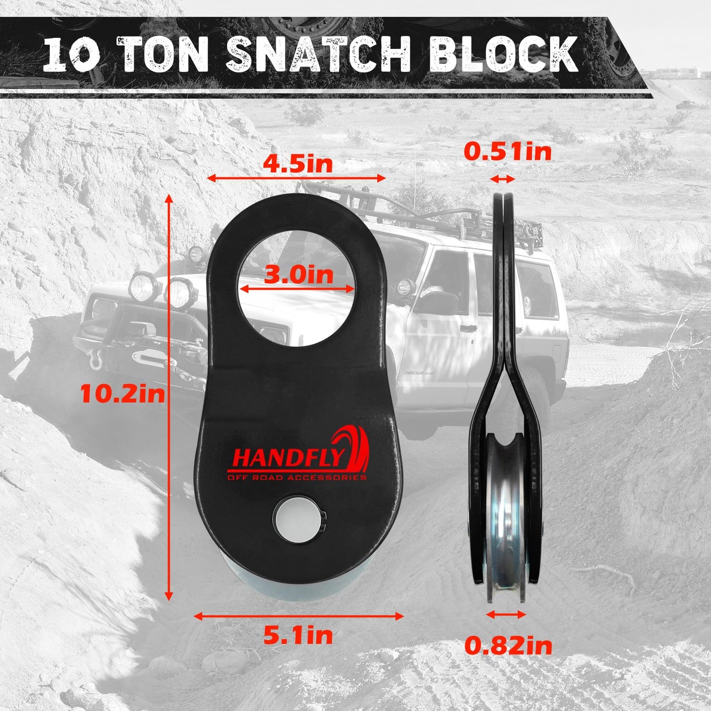 Handfly Offroad Recovery Kit, Tree Saver Tow Strap 3'' × 8ft Recovery Strap, 1pcs Hitch Receiver, 2pcs 3/4" D-Ring Shackles with Storage Bag for Truck Jeep SUV ATV