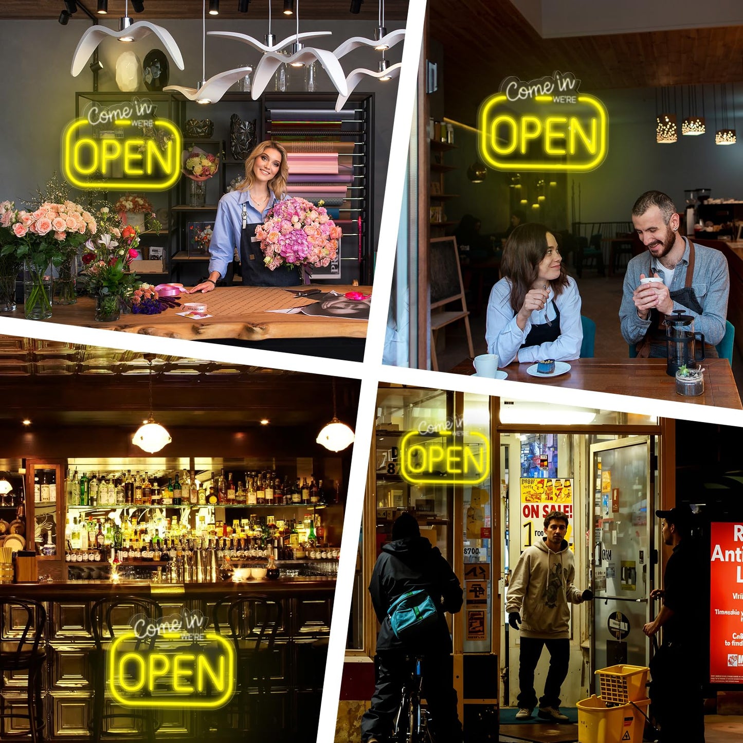 Come In We Are Open Neon Sign, LED Light for Business, Dimmable Yellow USB Wall Art Decor for Coffee Shop, Bar, Restaurant, Salon, Hotel