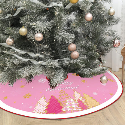 Tiamon 48 Inch Pink Christmas Tree Skirt Large Double Layer Xmas Tree Decoration Merry Christmas Tree Skirt Mat Decor for Winter Holiday Party Christmas Decorations Supplies