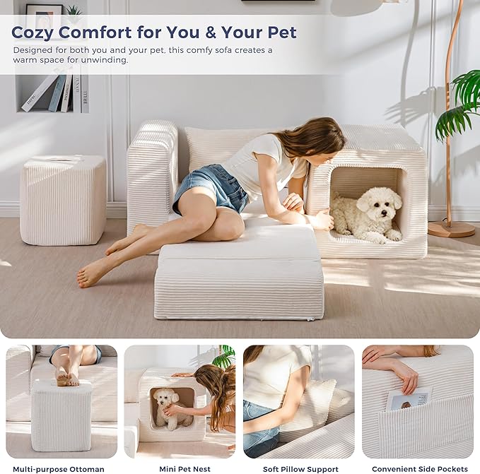 MAXYOYO Folding Sofa Couch, Convertible Floor Sofa