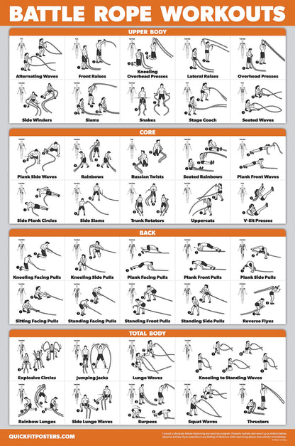 18 Pack - Exercise Poster Set, Dumbbell, Suspension, Kettlebell, Resistance Bands, Stretching, Bodyweight, Barbell, Battle Rope, Yoga, Exercise Ball, Muscular and More (LAMINATED, 18" x 24")