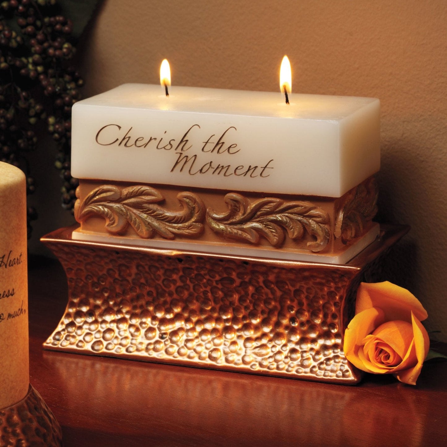 Pavilion Gift Company- Hammered Copper Pedestal - 7" x 2.5" Candle Stand Candle Holder Tealight Holder Home Decor Housewarming Gift