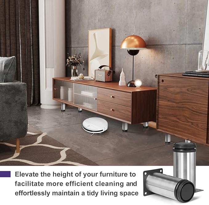 4 Inch Metal Furniture Legs Stainless Steel Adjustable Legs Silver Table Legs