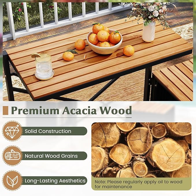 Tangkula 3-in-1 Convertible Bench Picnic Table, Outdoor Folding Table and