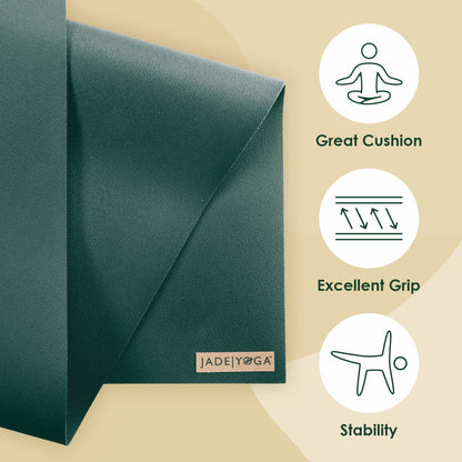 JadeYoga Harmony Yoga Mat - Durable & Thick Gym Fitness Mat, Non-Slip Natural Rubber Yoga Mat - Home Exercise & Stretching Mat, Workout Mat - Yoga, Pilates & Meditation for Women & Men