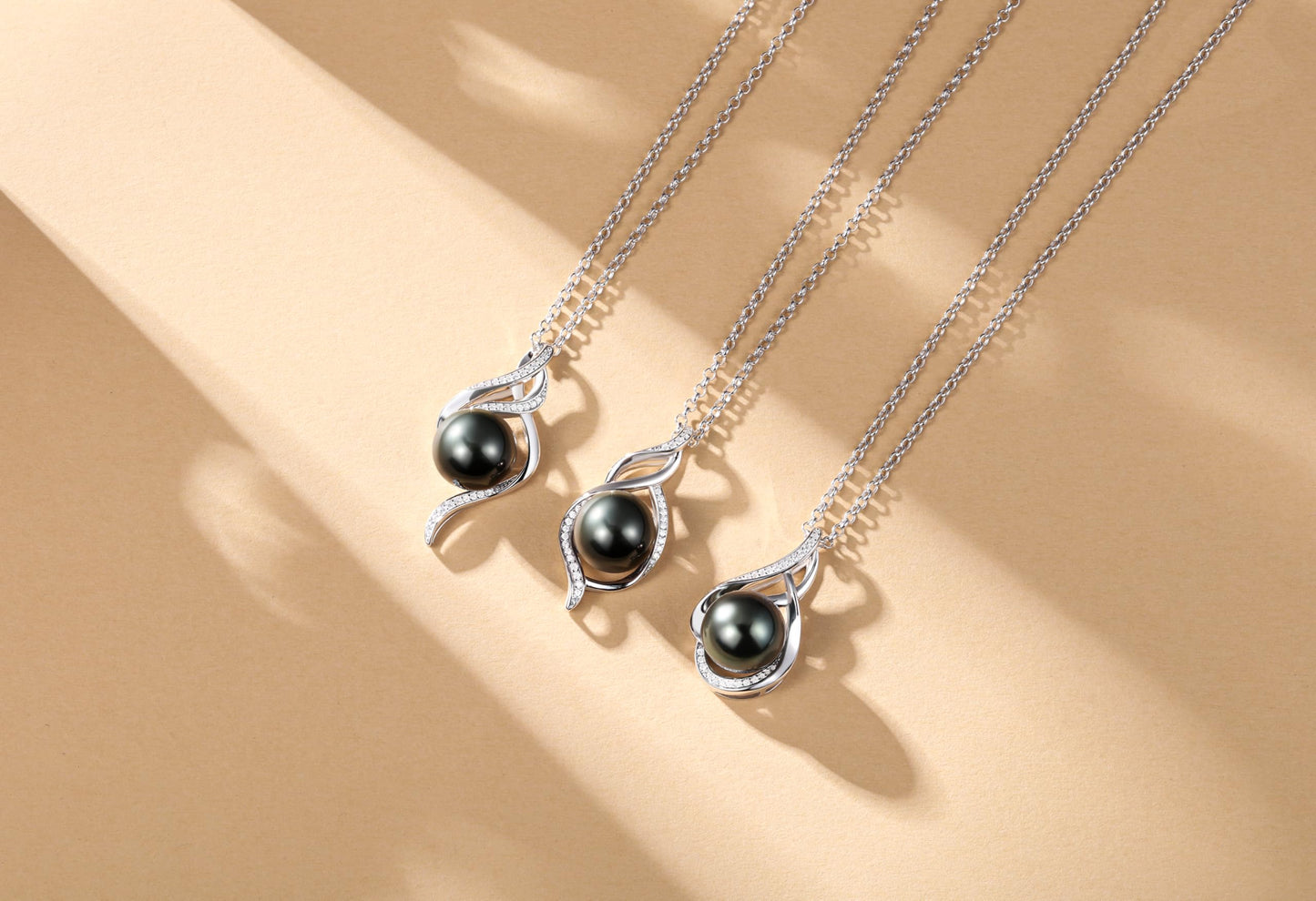 FANCIME Gift for Women Wife Natural Tahitian Pearl Necklace Sterling Silver Ondine’s Heart 10-12MM Black Pearl Luxury Jewelry Gift for Women, Mother, Wife, 16"+2" Adjustable