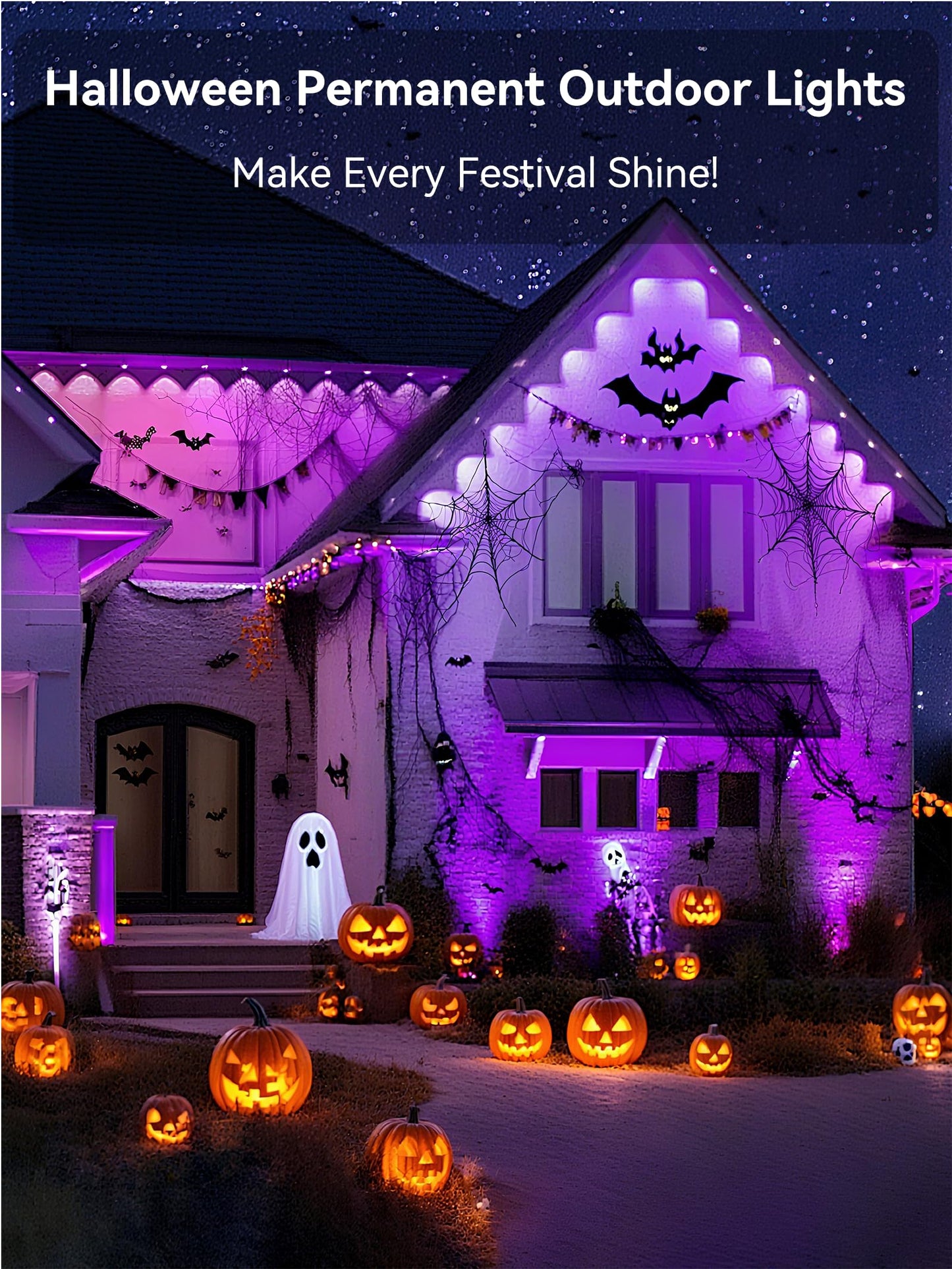 Permanent Outdoor Lights, 250FT RGB IP67 Waterproof Eaves Lighting, Smart LED Outside House Lights with App/Remote Control for Halloween, Christmas Decor, Holiday, Party, Daily, All Year-Round