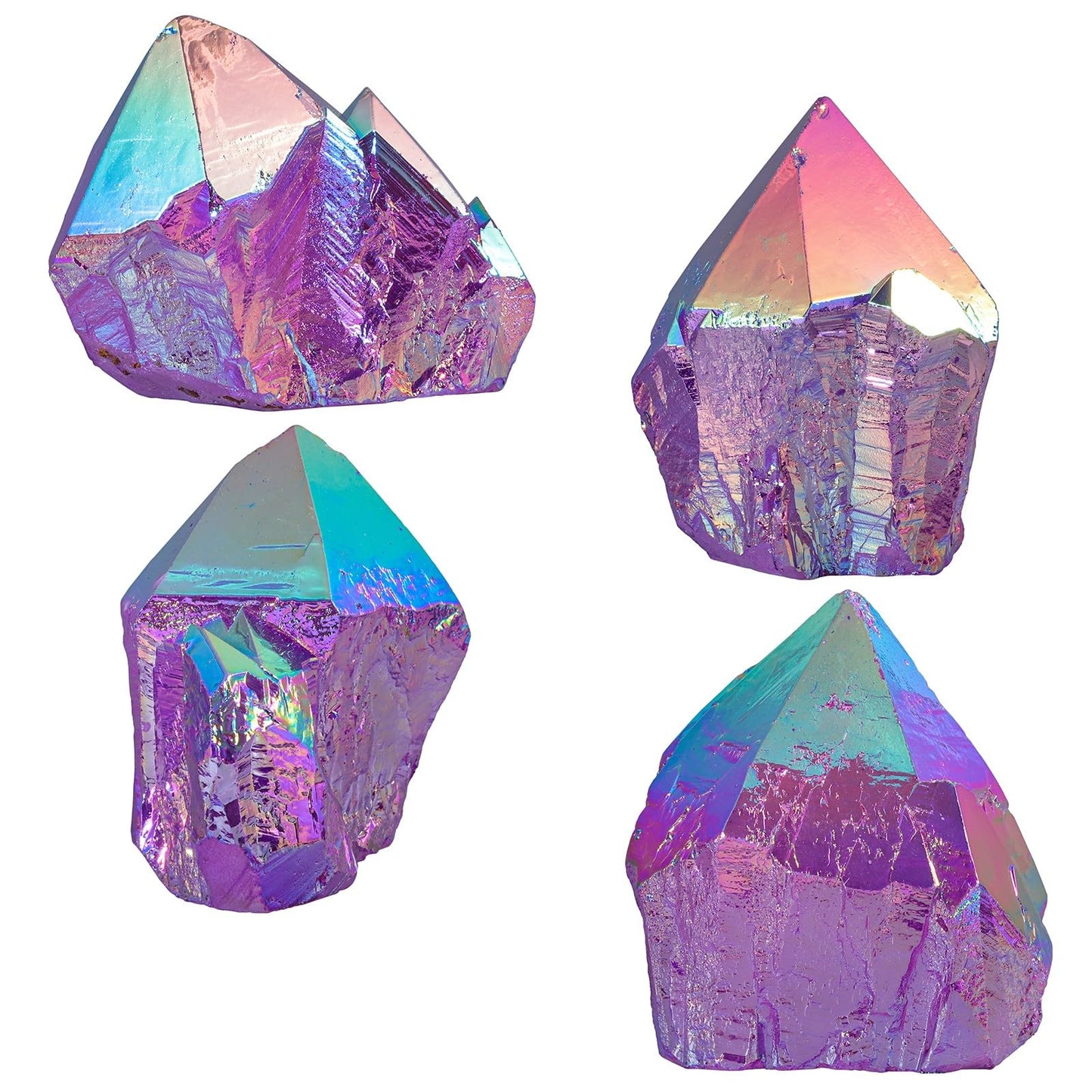 SUNYIK Purple AB Titanium Coated Rock Quartz Cluster Irregular Crystal Geode Stone Specimen Decor for Home Office Meditation, 1.6-3"