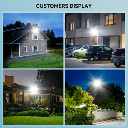 VOOJOY 8000W Solar Street Lights Outdoor, Solar Lights Outdoor Waterproof with Motion Sensor and Remote Control, Parking Lot Light Dusk to Dawn Security Flood Light for Yard, Garden, 2 Pack