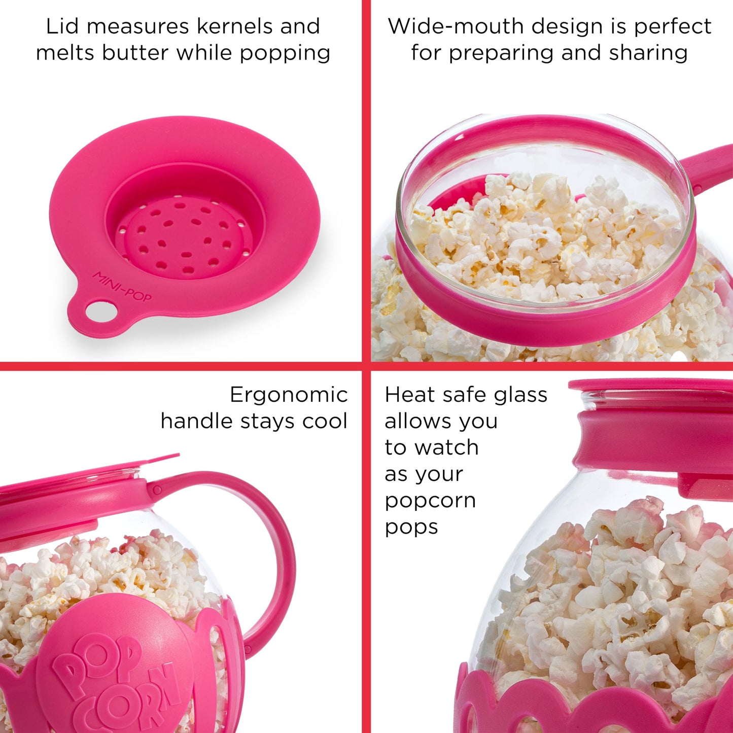Ecolution Patented Micro-Pop Microwave Popcorn Popper with Temperature Safe Glass, 3-in-1 Lid Measures Kernels and Melts Butter, Made Without BPA, Dishwasher Safe, 3-Quart, Aqua