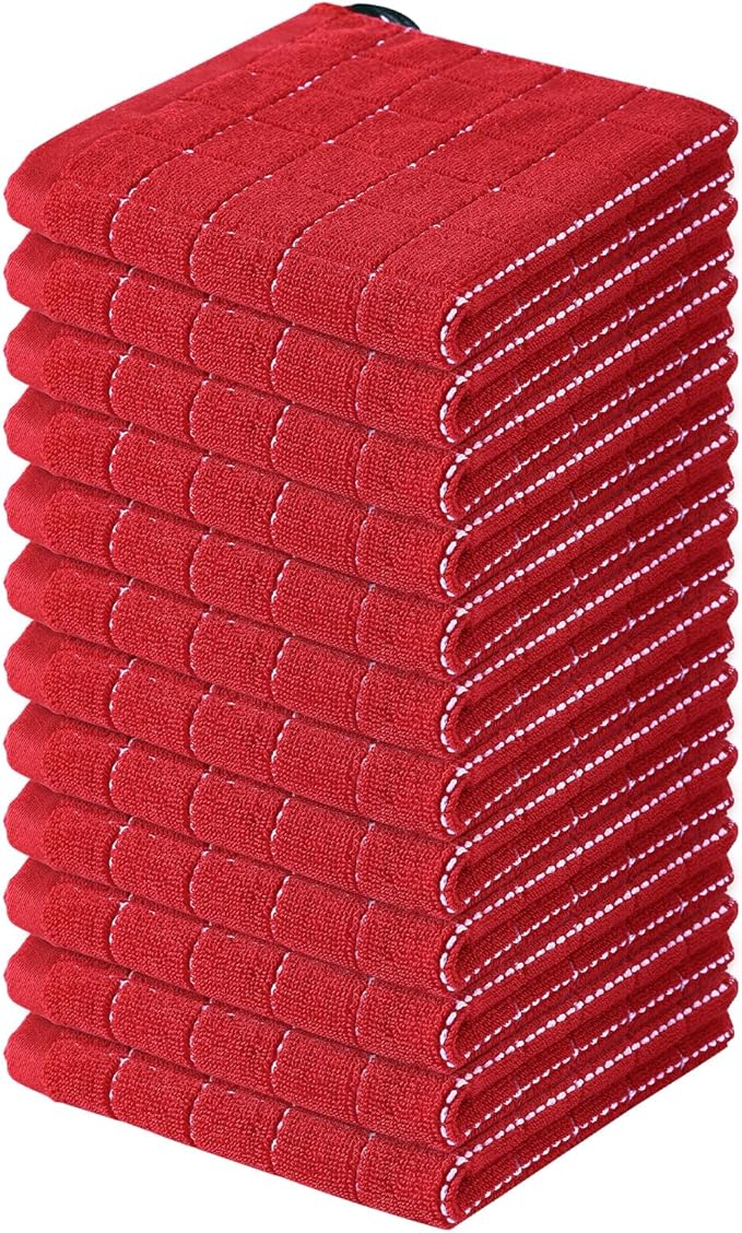 Homaxy 100% Cotton Terry Kitchen Dish Cloths, Ultra Soft and Absorbent Dish