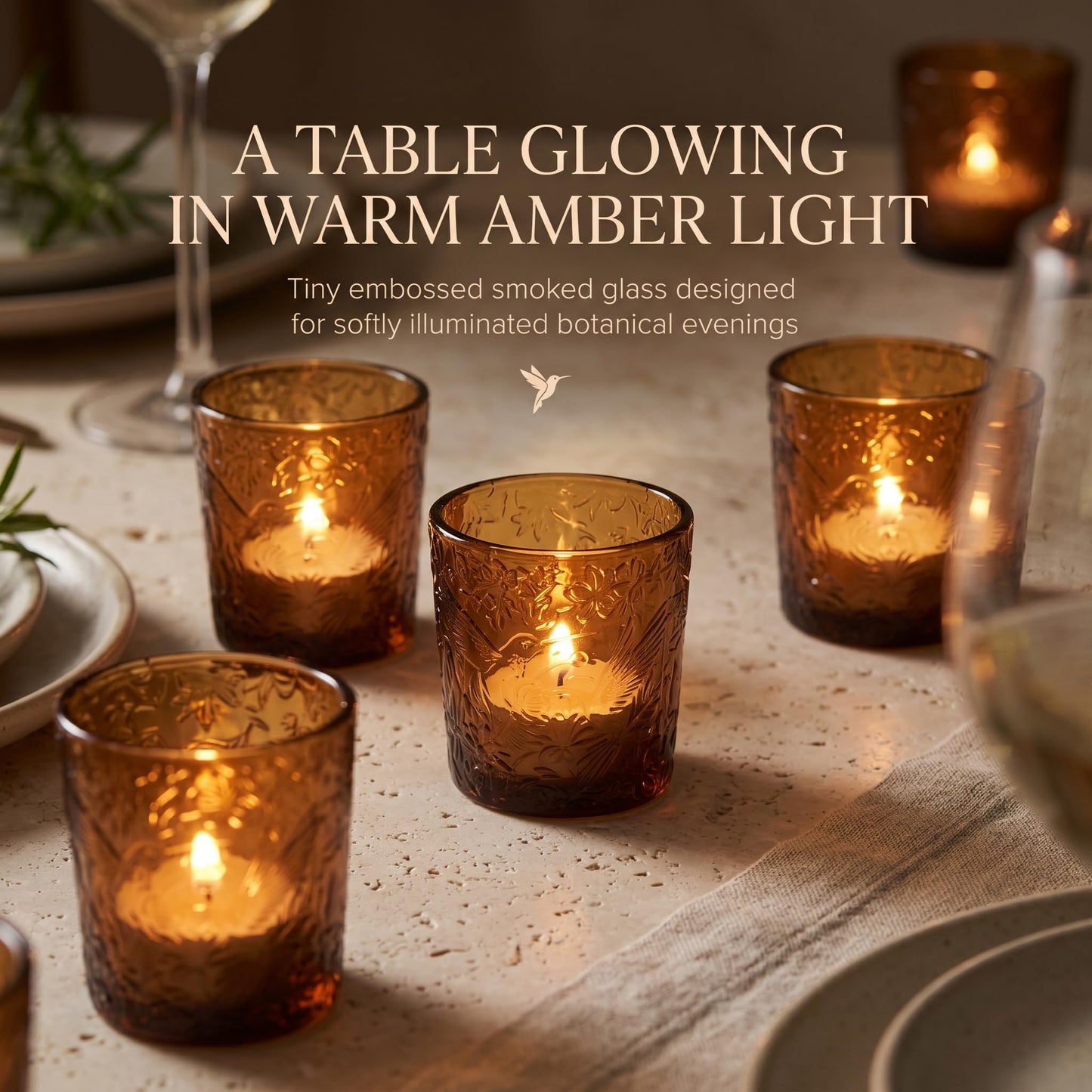 Mocha Hummingbird Tealight Holders, 6 Pack