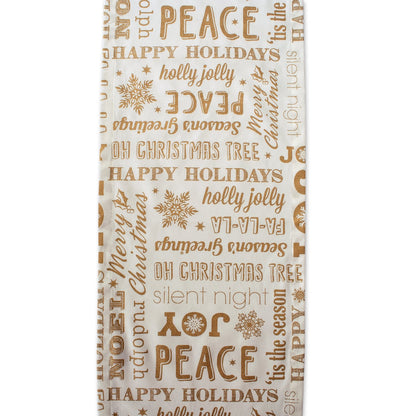 DII Holiday Dining Table Linen Metallic Fabric Kitchen Décor, Christmas Table Runner, 14x72, Gold Holiday Collage