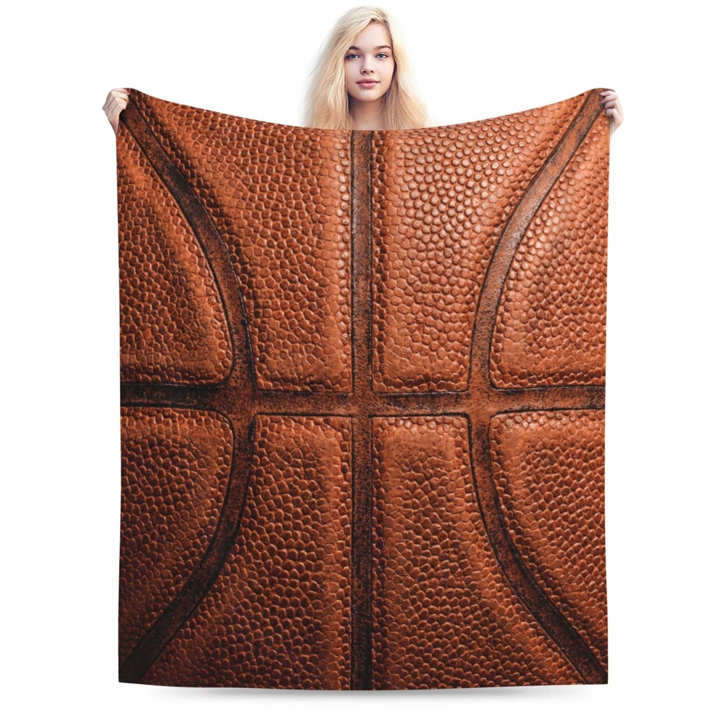 Gbuzozie Basketball Sport Theme Fleece Blanket Lightweight Ultra-Soft Basket Ball Texture Throw Blanket for Sofa Couch Bed Camping Travel - Super Soft Cozy Microfiber Blanket 50"X40"