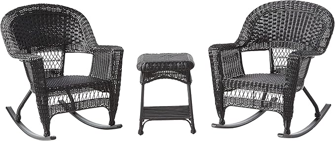 Jeco 3 Piece Rocker Wicker Chair Set