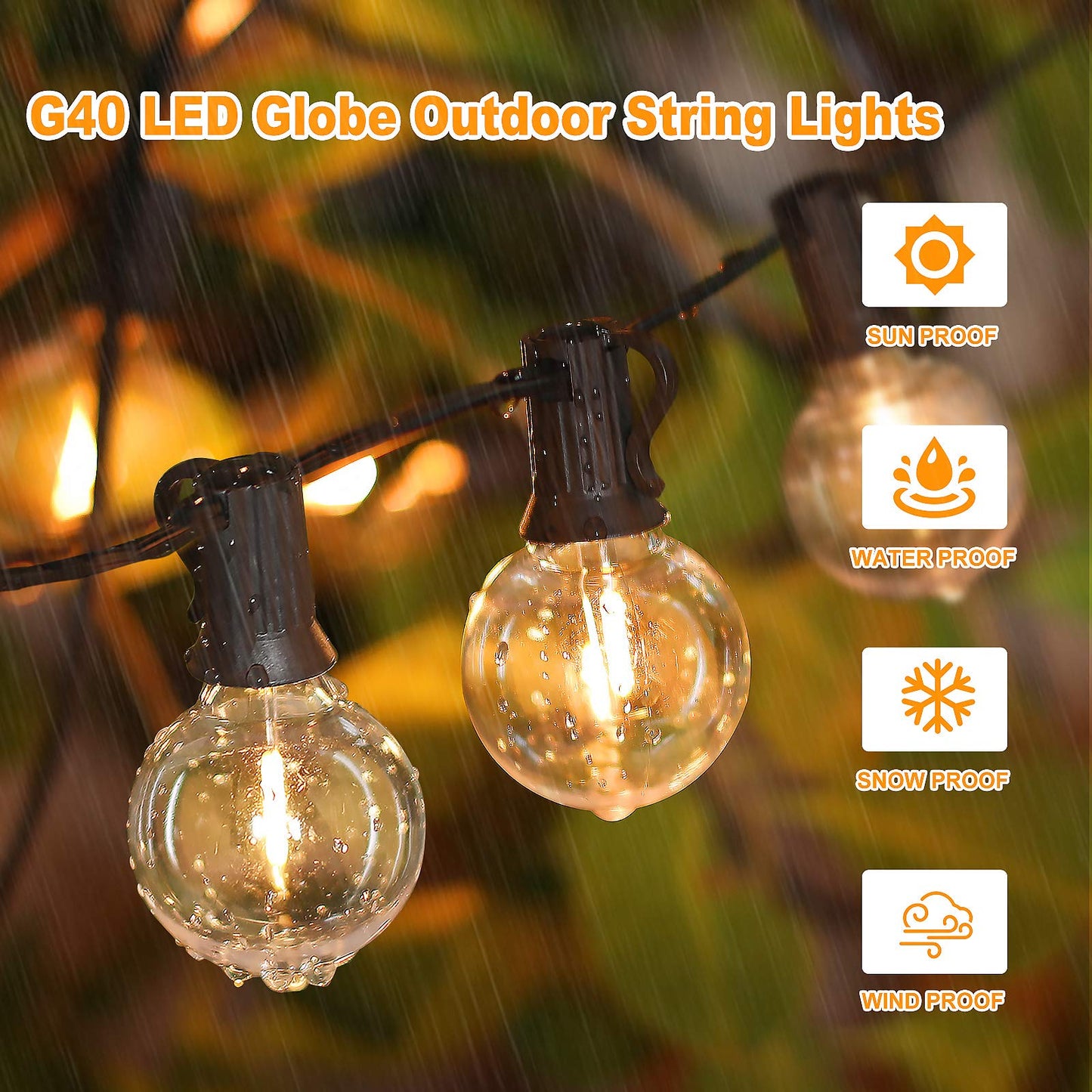 Bosceos 25FT Outdoor G40 LED Globe String Lights Dimmable Waterproof Shatterproof Light Strings with 13 Bulbs Connectable Commercial Hanging Lights for Christmas Patio House Backyard Balcony Party