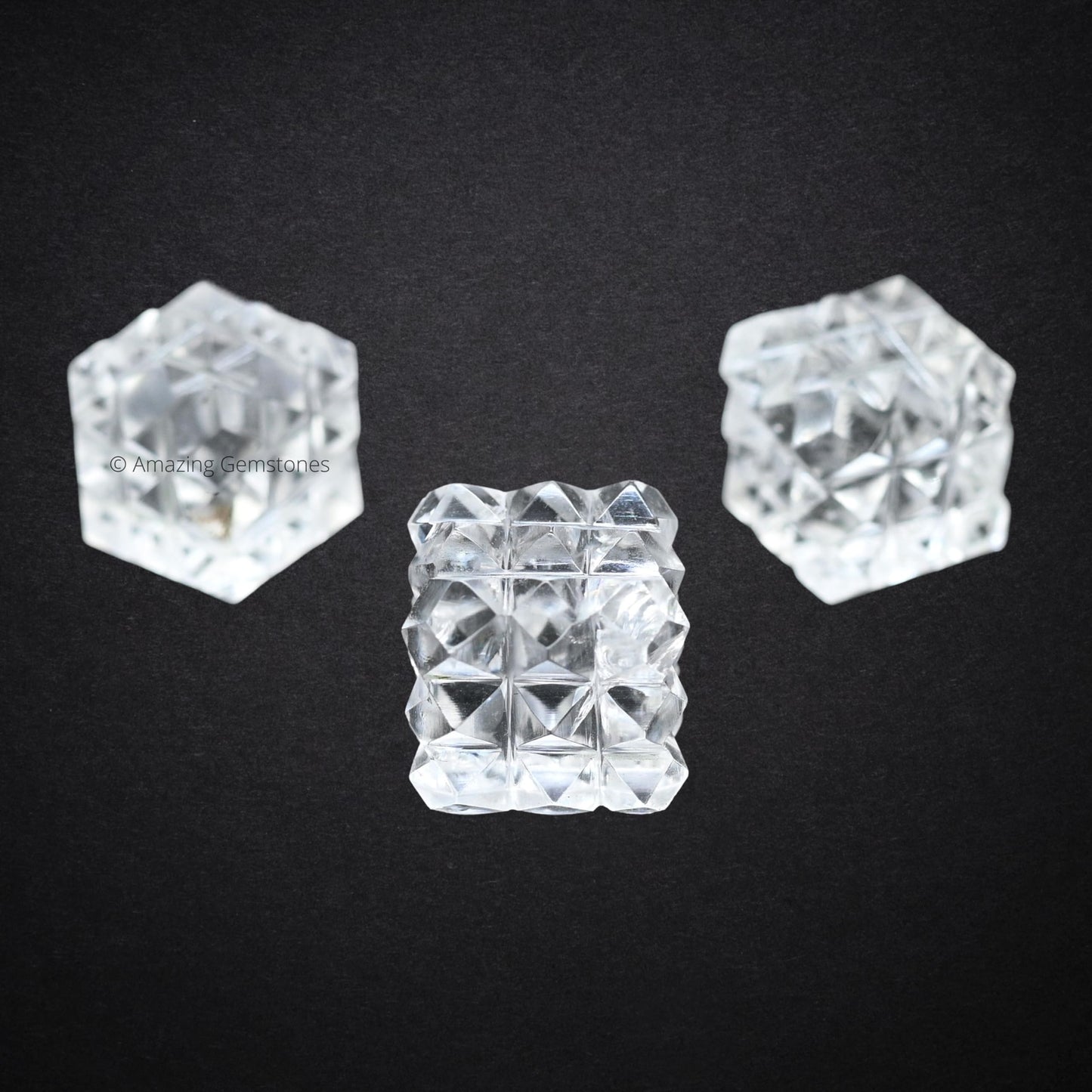 Amazing Gemstone Clear Quartz Crystal Cube with 54 Pyramid - 1" Mini Lemurian Pyramid Cube Figurine of Natural Stone Pyramid for Meditation, Reiki, Chakra Balancing Vastu Pooja and Crystal Grids