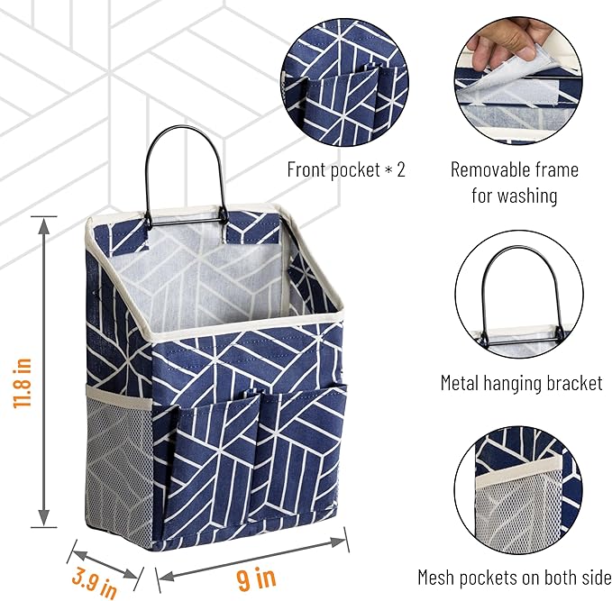 2pcs Wall Hanging Storage Bag, Small Door Closet Linen Fabric Pockets Organizer