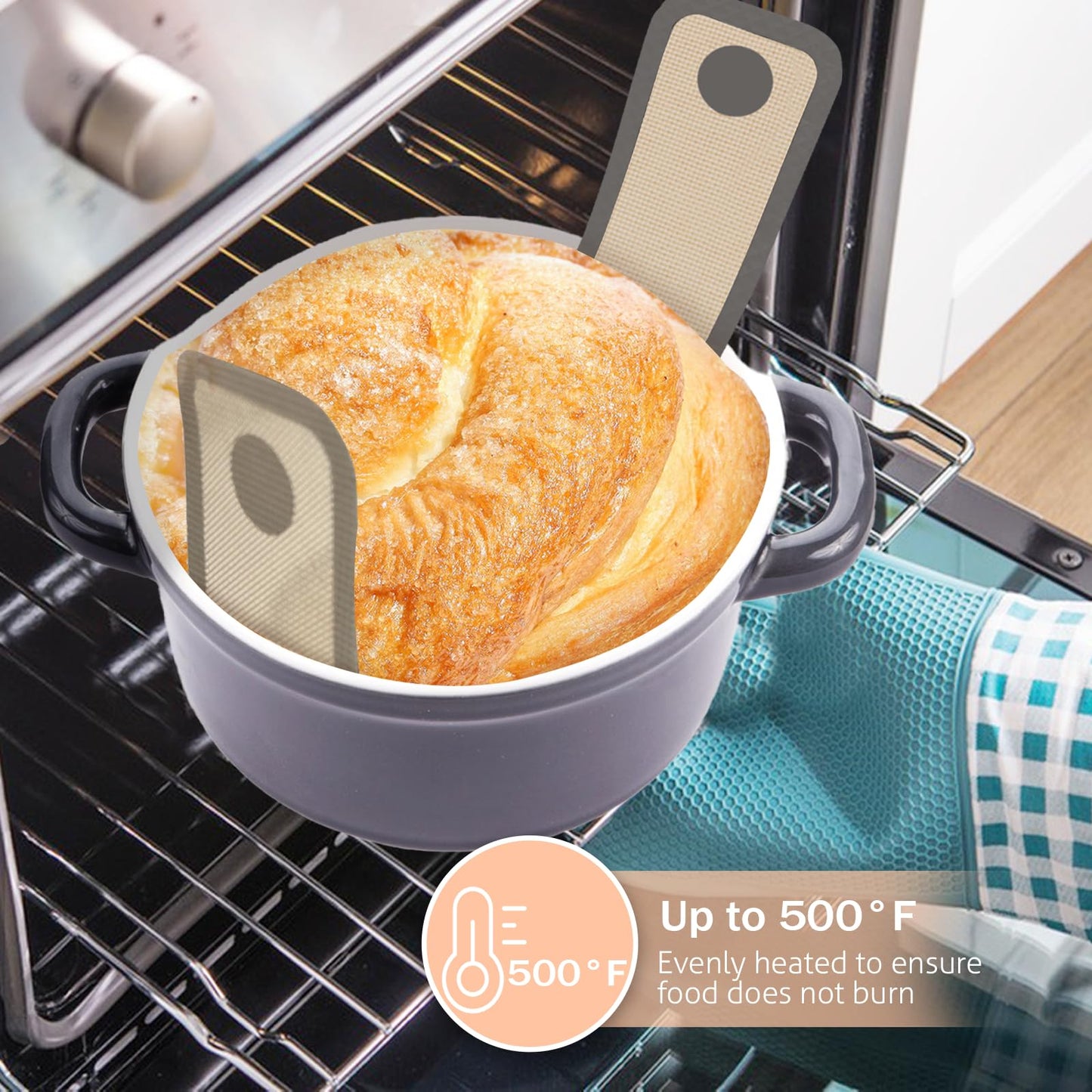 Koolstuffs Silicone Bread Sling for Dutch Oven, 2 PCS Non-Stick & Easy Clean Reusable Silicone Bread Baking Mats with Long Handles, Easy to Transfer Sourdough Bread