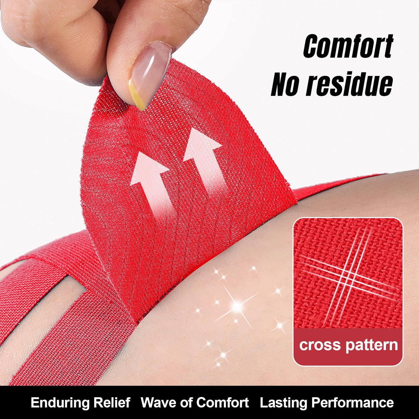 10 PCS Waterproof Kinesiology Tape for Shoulders/Knees,Precut Strips for Knee Pain Relief & Stability Support, Elastic Strong Adhesive Athletic Tape, Latex-Free Hypoallergenic Sports Tape (Red)