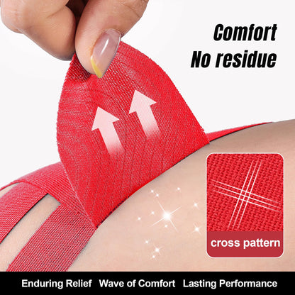 10 PCS Waterproof Kinesiology Tape for Shoulders/Knees,Precut Strips for Knee Pain Relief & Stability Support, Elastic Strong Adhesive Athletic Tape, Latex-Free Hypoallergenic Sports Tape (Red)