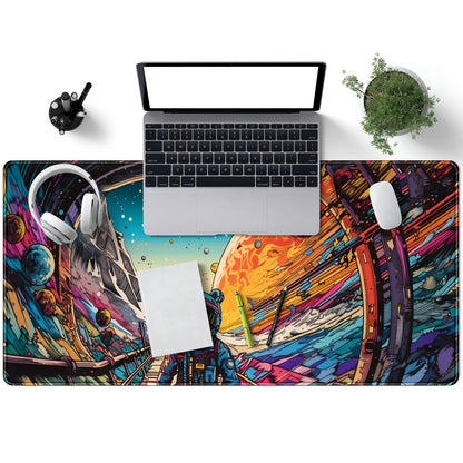 Strange Planet Mouse Pad Desk Mat Space Scene Large Gaming Mouse Pad Anime Desk Pad Mousepad XXL Extended Keyboard Mat Futuristic Spaceship Cosmic Adventure Mouse Mat 31.5''X15.7''