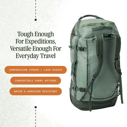 Eagle Creek Cargo Hauler Wheeled Duffel - Durable Duffel Bag for Travel - Easy Access Compartment - Deployable Backpack Straps - Lockable Zipper Opening - Duck Green - 130L