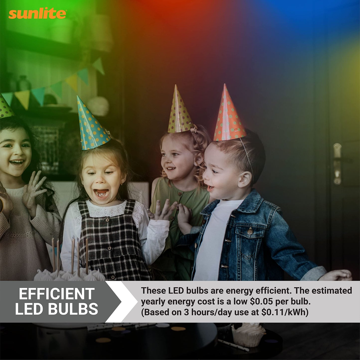 Sunlite 40458 LED C7 Holiday Decorative Light Bulb, 0.4 Watts, E12 Candelabra Base, Faceted Christmas-Lights; Nightlight, Blue 24 Count