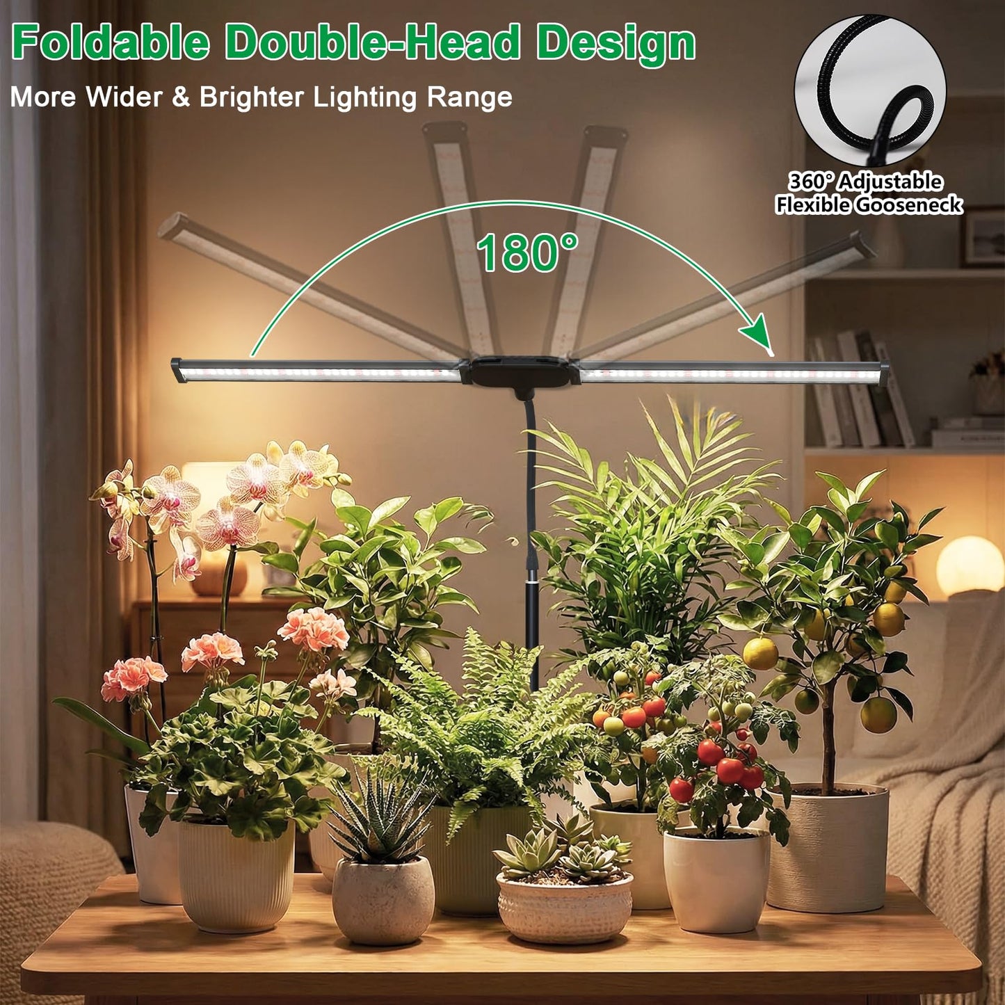 Grow Light for Indoor Plant, 6000K Full Spectrum Plant Lamp with Red Blue White LED for Pot Succulents Seed Growing, Light Strip Foldable & Height Extendable 9-25'', Auto Timer 4 8 12Hrs