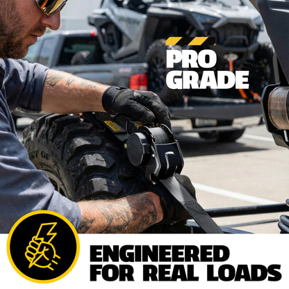 AUGO Retractable Ratchet Straps | 4 Heavy Duty Ratchet Straps Self Retractable Tie Down Straps with Soft Loops & Storage Bag for Motorcycle, Truck, Trailer, Cargo Van | 1200 Lb Break Strength 1” x 10’
