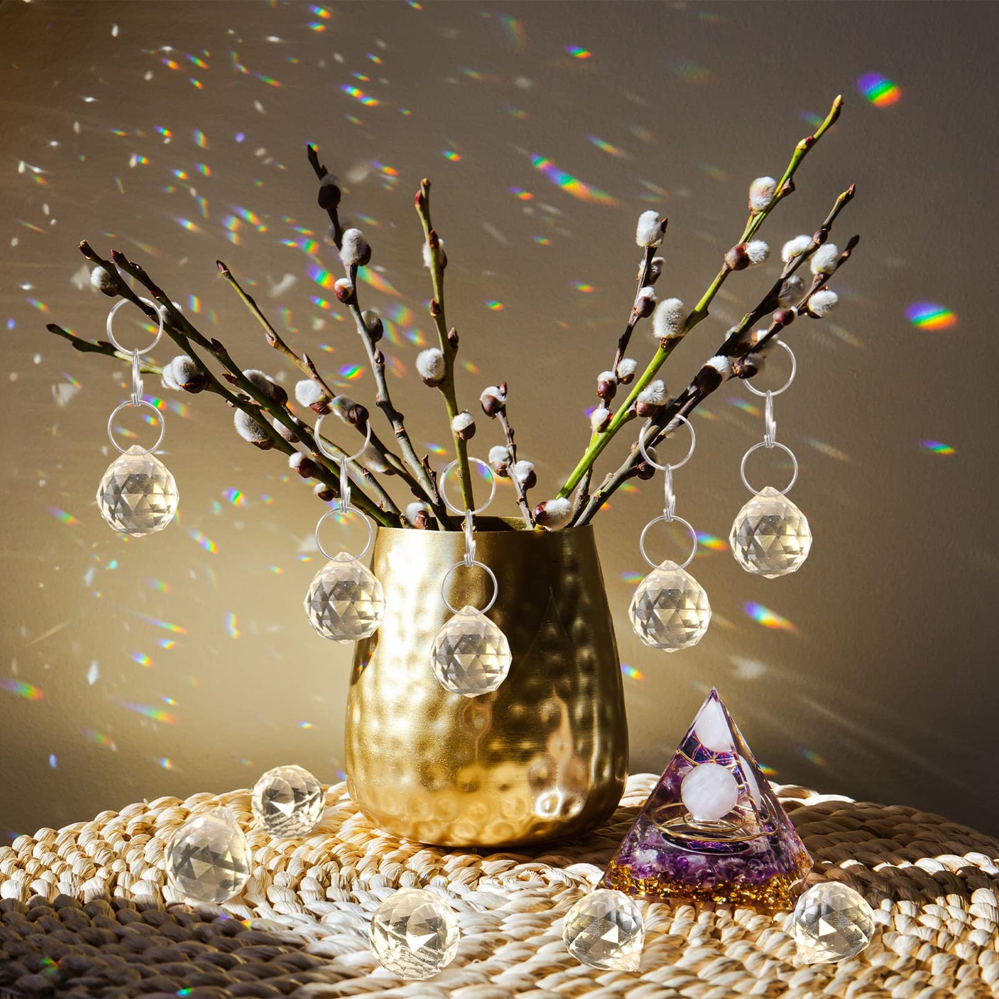 Sabary 48 Pcs Clear Crystal Ball Prism Suncatcher Sun Catcher Crystal Prisms for Chandeliers Rainbow Pendants Maker Hanging Crystals Prisms for Windows Feng Shui for Gift(Round,20 mm)